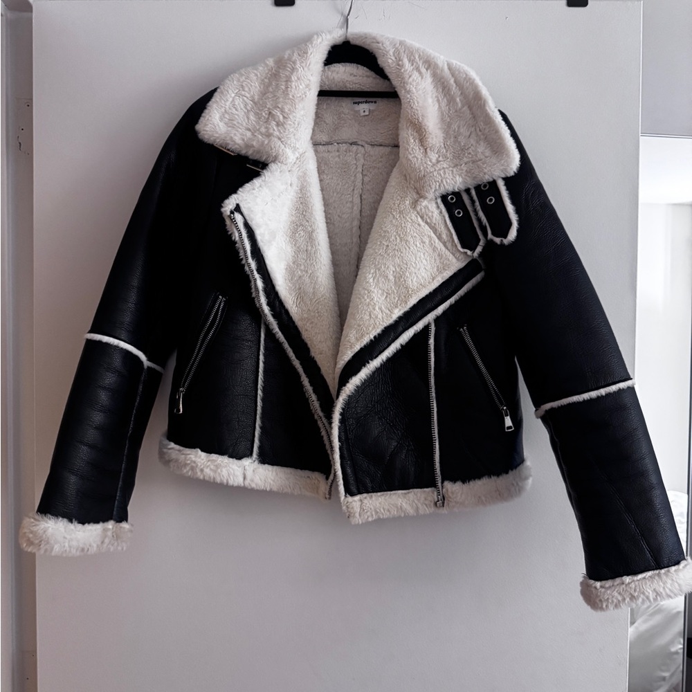 Superdown faux fur genna zip up jacket